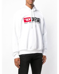 Мужской белый худи с принтом от Diesel