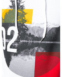 Мужской белый худи с принтом от DSQUARED2