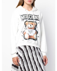 Женский белый худи с принтом от Moschino