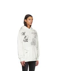 Мужской белый худи с принтом от R13