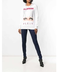 Женский белый худи с принтом от Philipp Plein