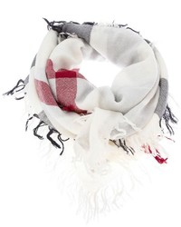 Женский белый шарф в шотландскую клетку от Burberry