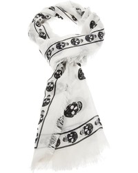 Женский белый шарф с принтом от Alexander McQueen