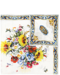 Женский белый шарф с принтом от Dolce & Gabbana