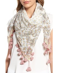 Белый шарф с цветочным принтом