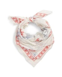 Белый шарф с цветочным принтом