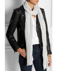 Женский белый шарф от Saint Laurent