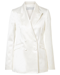 Белый шелковый двубортный пиджак