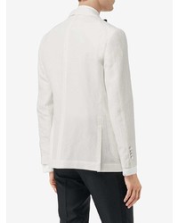 Мужской белый шелковый двубортный пиджак от Burberry
