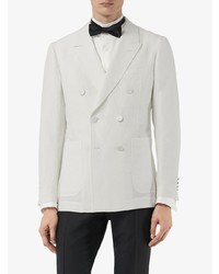 Мужской белый шелковый двубортный пиджак от Burberry