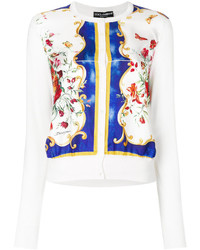 Женский белый шелковый кардиган с принтом от Dolce & Gabbana