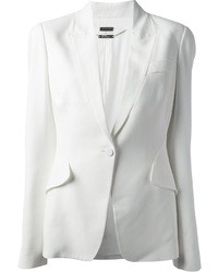 Женский белый шелковый пиджак от Alexander McQueen