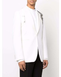 Мужской белый шелковый пиджак от Alexander McQueen