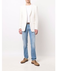 Мужской белый шелковый пиджак от Canali