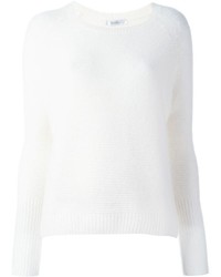 Женский белый шелковый свитер с круглым вырезом от Max Mara