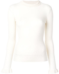 Женский белый шелковый свитер с круглым вырезом от RED Valentino