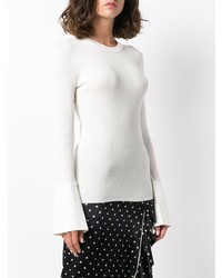 Женский белый шелковый свитер с круглым вырезом от Proenza Schouler