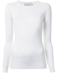 Женский белый шелковый свитер с круглым вырезом от Stella McCartney