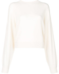 Женский белый шелковый свитер с круглым вырезом от Theory