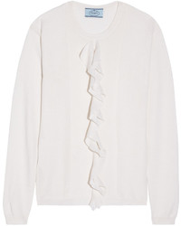 Женский белый шелковый свитер от Prada
