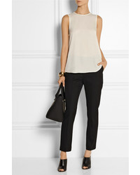 Белый шелковый топ без рукавов от Theory