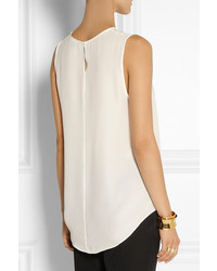 Белый шелковый топ без рукавов от Theory