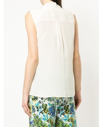 Белый шелковый топ без рукавов от Tory Burch