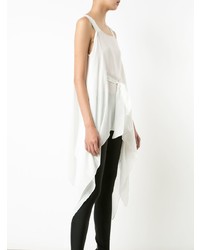 Белый шелковый топ без рукавов от Thomas Wylde