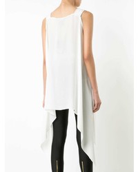 Белый шелковый топ без рукавов от Thomas Wylde