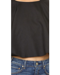 Белый шелковый укороченный топ