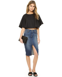 Белый шелковый укороченный топ