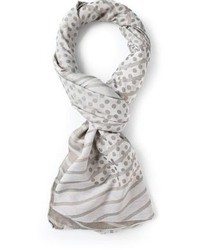 Мужской белый шелковый шарф в горошек от Paul Smith