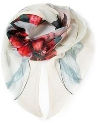 Женский белый шелковый шарф с принтом от Alexander McQueen