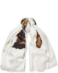 Женский белый шелковый шарф с принтом от Balenciaga