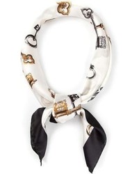 Женский белый шелковый шарф с принтом от Dolce & Gabbana
