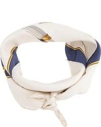 Женский белый шелковый шарф с принтом от Hermes