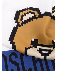 Мужской белый шелковый шарф с принтом от Moschino