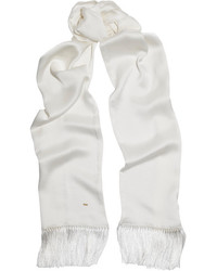 Женский белый шелковый шарф от Saint Laurent