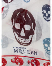 Мужской белый шелковый шарф от Alexander McQueen
