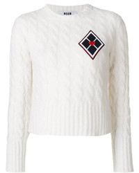 Женский белый шерстяной вязаный свитер от MSGM