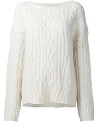 Женский белый шерстяной вязаный свитер от Nili Lotan