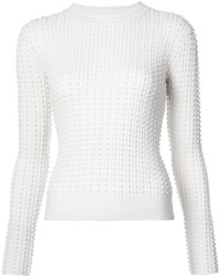Женский белый шерстяной вязаный свитер от Oscar de la Renta