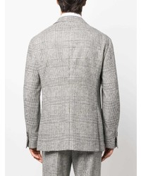 Мужской белый шерстяной двубортный пиджак в клетку от Brunello Cucinelli