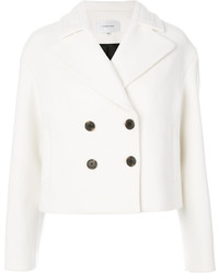 Женский белый шерстяной двубортный пиджак от Carven