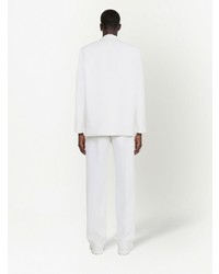Мужской белый шерстяной двубортный пиджак от Alexander McQueen