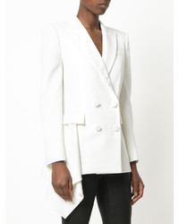 Женский белый шерстяной двубортный пиджак от Alexander McQueen