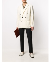 Мужской белый шерстяной двубортный пиджак от Lardini