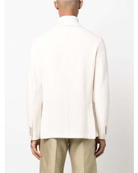 Мужской белый шерстяной двубортный пиджак от Eleventy