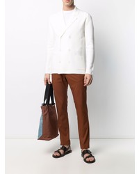 Мужской белый шерстяной двубортный пиджак от Malo