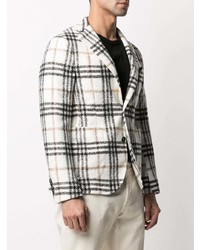 Мужской белый шерстяной пиджак в шотландскую клетку от Manuel Ritz